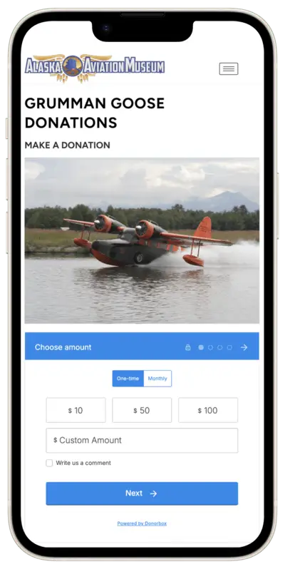 screenshot of Alaska Aviation Museum website