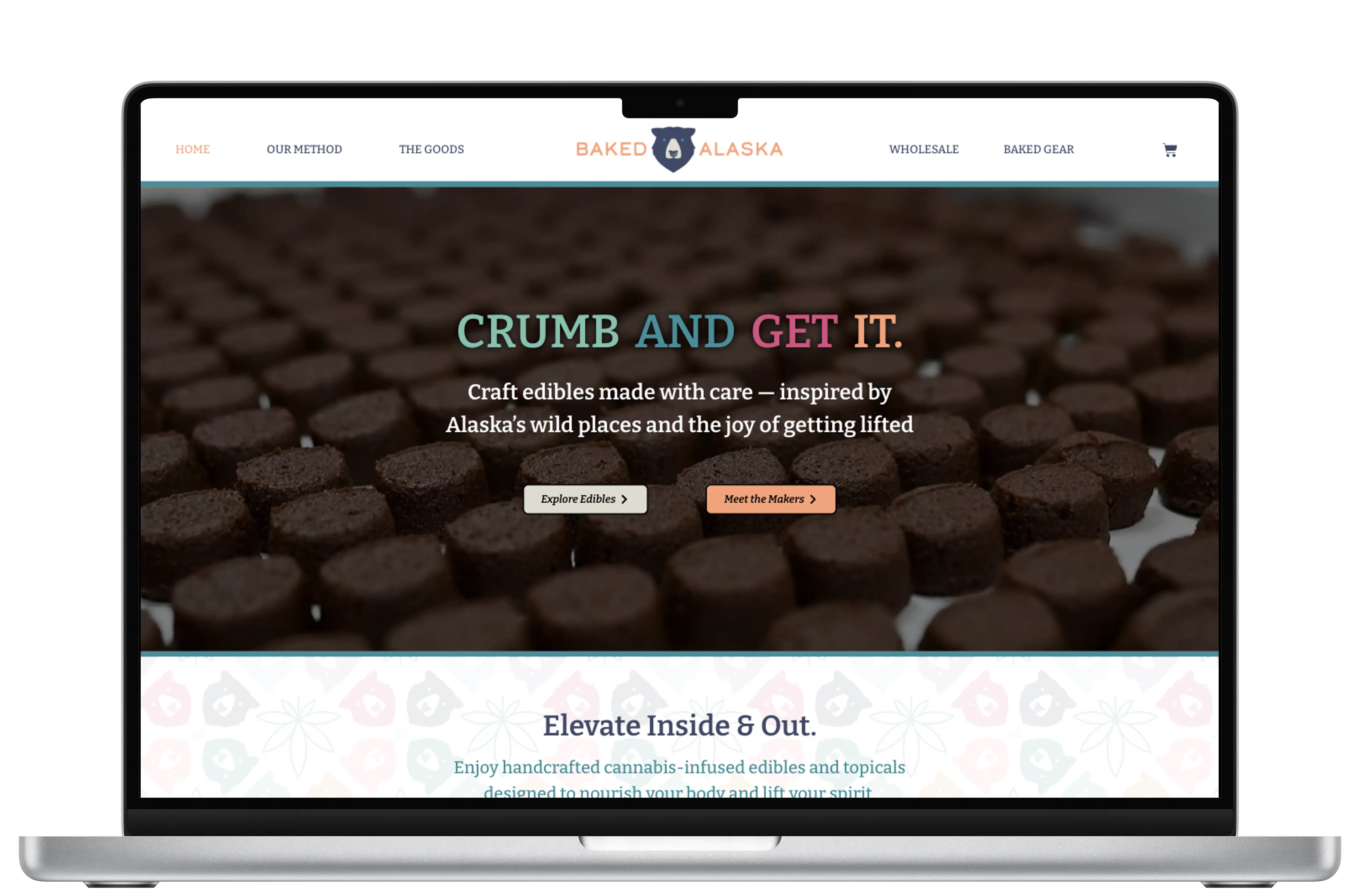 screenshot of Baked Alaska's website