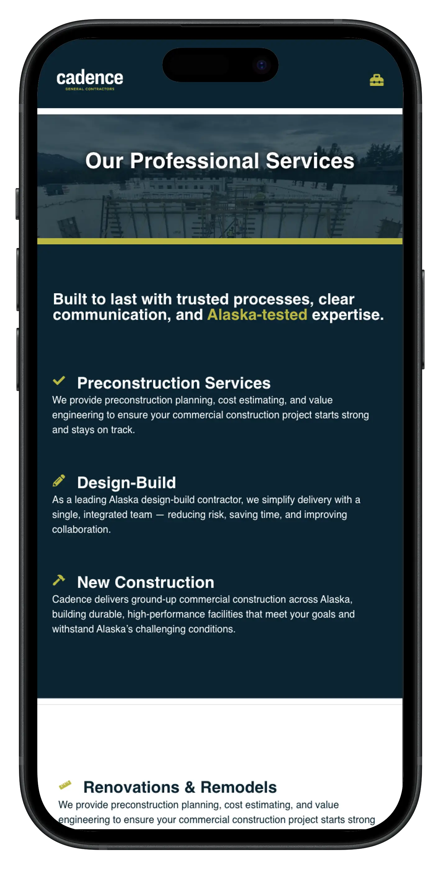 screenshot of Cadence General's website by Pixel49