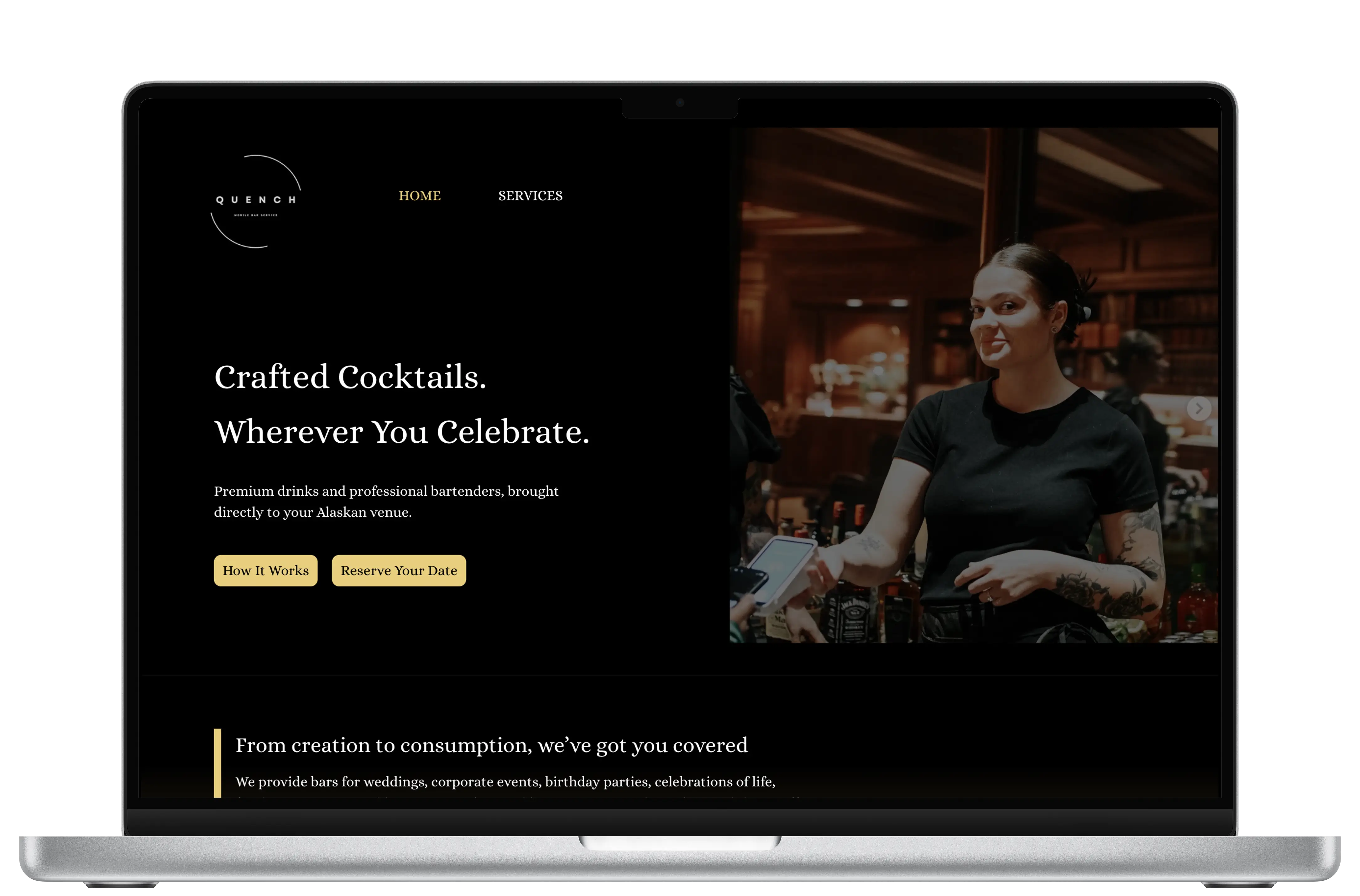 screenshot of Quench AK's website by Pixel49