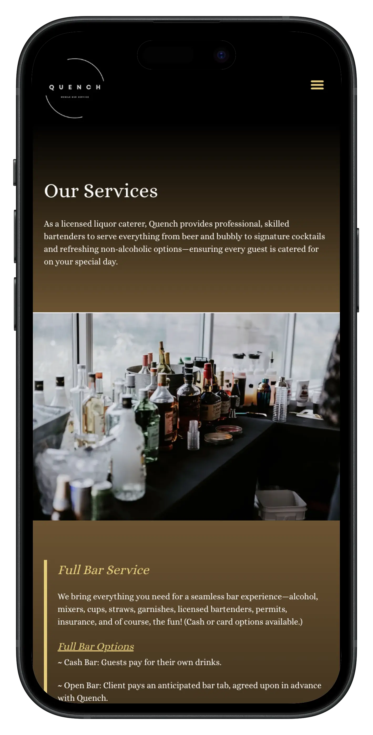 screenshot of Quench AK's website by Pixel49
